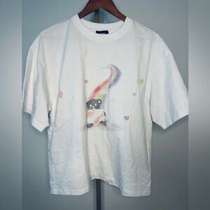 WE11DONE Rainbow Bear Graphic T-Shirt Small White 100% Cotton Korean Designer